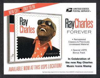 Us 4807 Music Icons - Ray Charles Forever Stamp Advertisenent Sticker For Cd photo