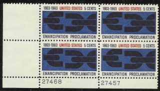 Scott 1233 Us Stamp 1963 5c Emancipation Proclamation Plate Block Of 4 Ll27468 photo