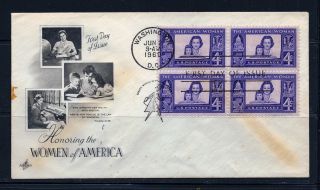 First Day Cover The American Woman 4c 1152 Block Of 4 Artcraft Fdc 1960 photo