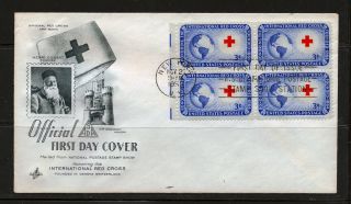 First Day Cover Honoring International Red Cross 3c 1016 Artcraft Fdc 1952 photo