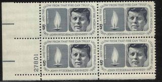 Scott 1246 Us Stamp 1964 5c Kennedy Memorial Plate Block Of 4 Ll27801 photo