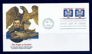 First Day Cover Official Mail 25c O141 Pair Fleetwood 1988 photo