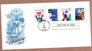 Scott 2799 - 2802,  First Day Cover 10/28/93 York Coil Strip Christmas photo