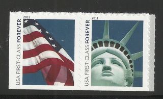 Scott 4559 - 60,  Booklet Pair 2011 Lady Liberty/flag Fvf photo
