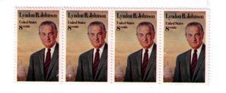 Sc 1503 Lyndon B.  Johnson - Strip Of 4 - Unused/no Gum photo