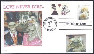 Love Never Dies - Skeletons - Wedding - Heart - Flowers - Skulls - 2011wedding Roses Fdc - Dwc photo