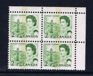 Canada 455pii (33) 1972 2 Cent Green Upper Right - Wide Plate Blk Scv$4.  50 photo