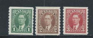 King George Vi 1 + 2 + 3 Cents Coils 238 + 239 + 240 Mh photo