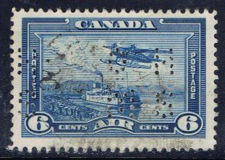 Canada Oc6 (16) Perfin 6 Cent Monoplane & Steamer 