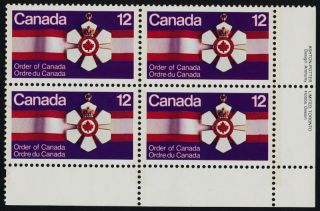 Canada 736 Br Plate Block Order Of Canada,  Medal photo