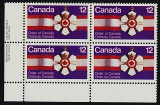Canada 736 Bl Plate Block Order Of Canada,  Medal photo