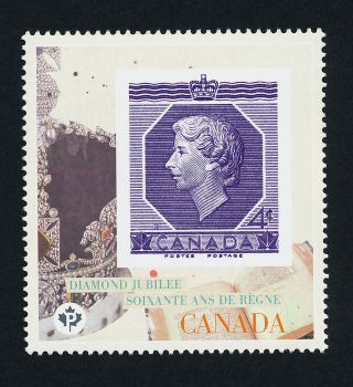 Canada 2513 Queen Elizabeth Ii Diamond Jubilee,  Stamp On Stamp photo