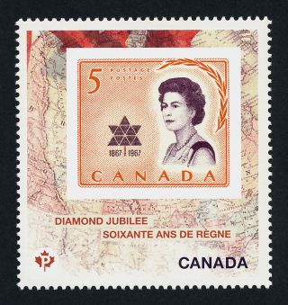 Canada 2514 Queen Elizabeth Ii Diamond Jubilee,  Stamp On Stamp photo