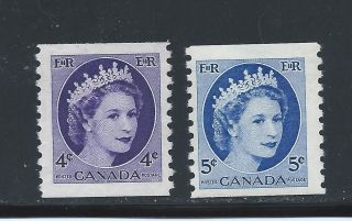 Queen Elizabeth Ii 4+ 5 Cents Single Coils 347 + 348 Nh photo