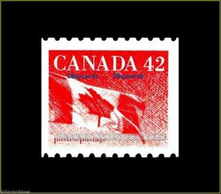 Canada 1991 Canadian Maple Flag Red Fv Face 42 Cent Rare Coil Stamp photo