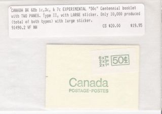 Canada Bk68b,  Vf Never Hinged Type Ii Large Sticker,  Cv$40 photo