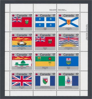 1979 Canada Day Pane Of 12 Provincials/territories Flags Scott 821 - 832a photo