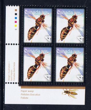 Canada 2406 (11) 2010 4 Cent Paper Wasp Lower Left Plate Block photo