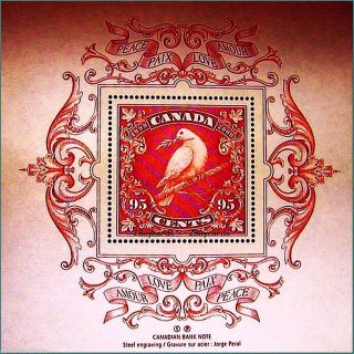 Canada 2000 Canadian Millennium Dove Fv Face 95 Cent Engraved Stamp photo