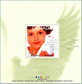 Canada 2000 Canadian Millenium Dove Love Fv Face 55 Cent Stamp Sheet photo