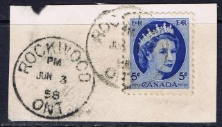 Canada 341 (3) 1954 5 Cent Bright Blue Elizabeth Ii Rookwood Ontario photo