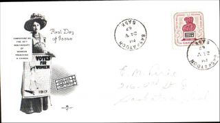 The 50th Anni.  Of Women Franchse In Canada Fdc Rosecraft Saskatoon 67 Canada photo