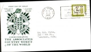 The Assoc.  Country Women Of The Word Fdc Rosecraft Stoney Greek Ont 1959 Canada photo