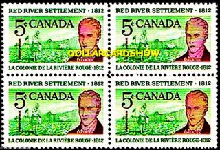 Canada 1962 Red River Settlement 1812 Lord Selkirk Face 20 Cent Stamp Block photo