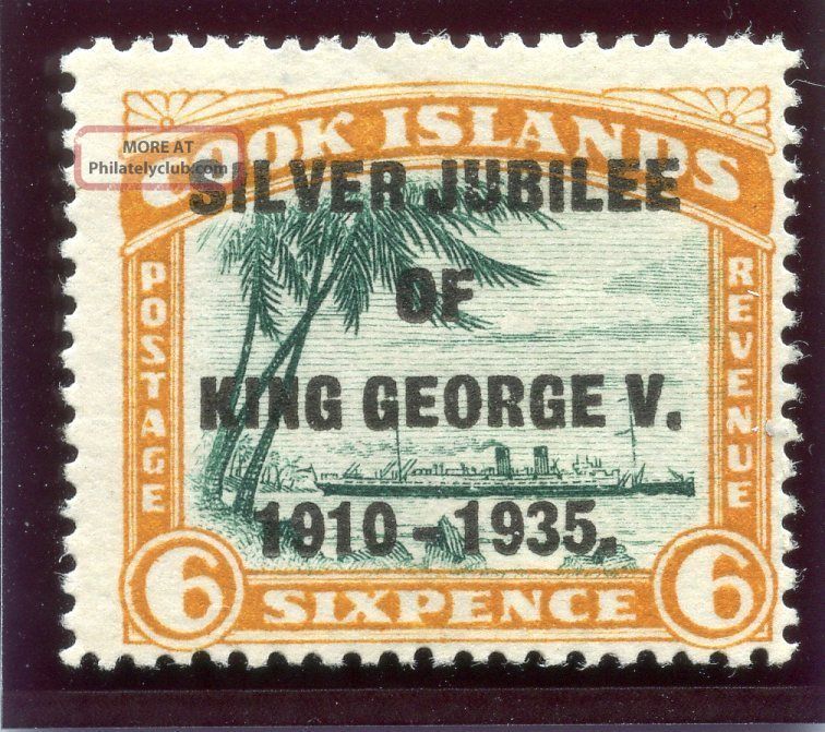 Cook Islands 1935 Kgv Silver Jubilee 6d Narrow 