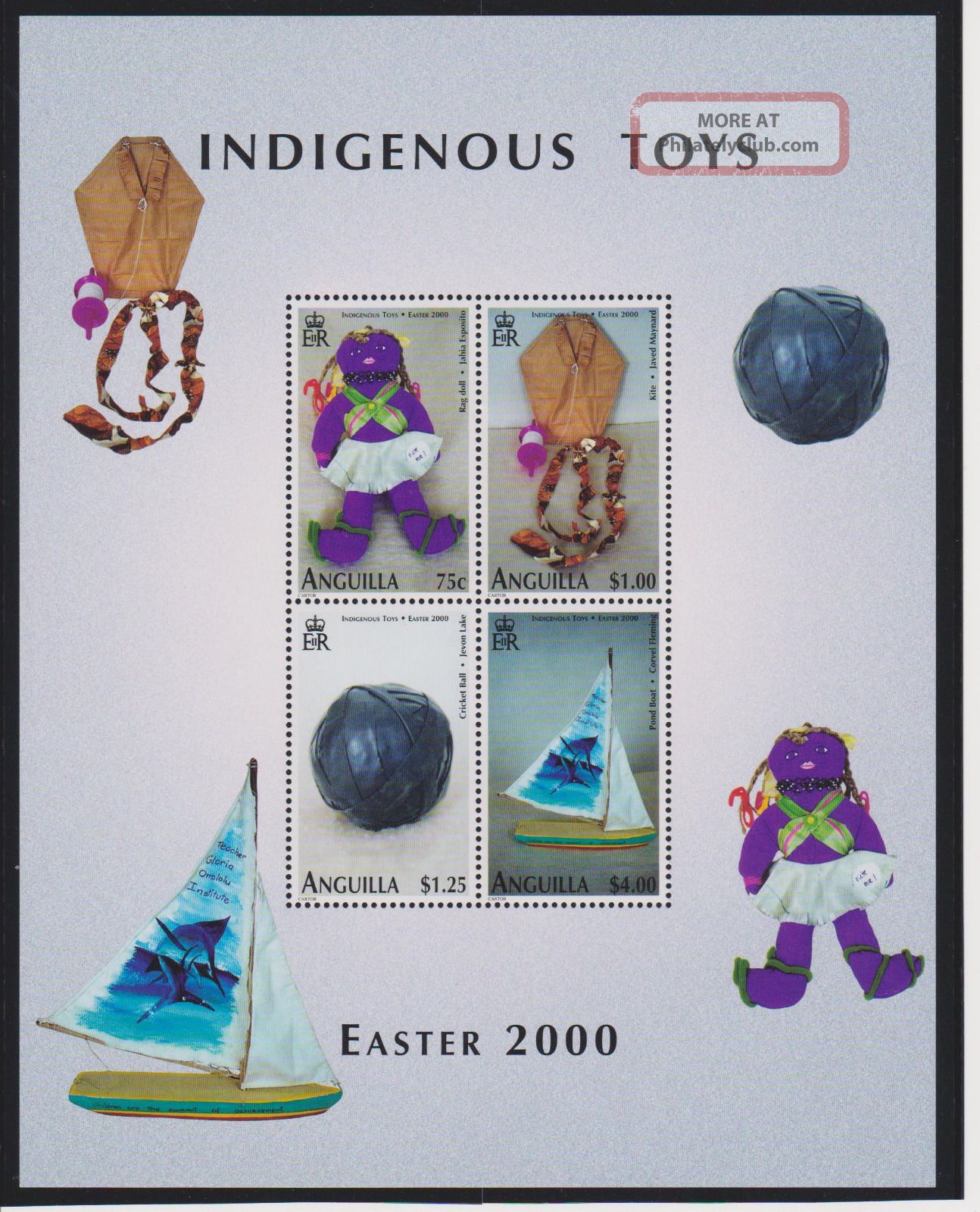 Anguilla Indigenous Toys Sheet Of 4 Scott 1016 British Colonies & Territories photo