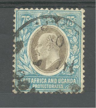 East Africa & Uganda Sg42 The 1908 Evii 75c Grey And Pale Blue Cat £42 photo
