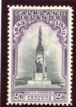 Falkland Islands 1933 Kgv Centenary 2s6d Black & Violet Mlh.  Sg 135.  Sc 73. photo