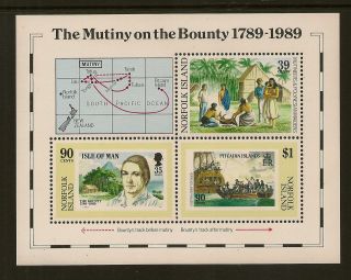 Norfolk Island :1989 Mutiny On The Bounty M/sheet Sg Ms464 Unmounted photo