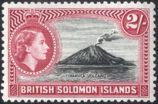 Br.  Solomon Islands - Sg 92 - 1956 - 63 - 2s.  Black And Carmine - Mounted photo