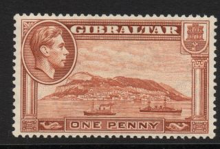 Gibraltar Sg122a 1940 1d Yellow - Brown P13½ Mtd photo