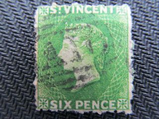 1871 St.  Vincent 6 Pence Stamp With Sideways Star Wm,  14a; Cv $100.  00 photo