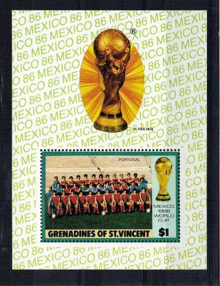 St Vincent Grenadines $1 Miniature Sheet Football World Cup 1986 Portugal photo