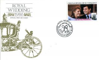 St Vincent Grenadines 18 July 1986 Royal Wedding First Day Cover photo