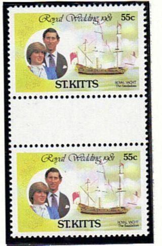 St Kitts 1981 Royal Wedding 55c Gutter Pairs Ex Booklet photo