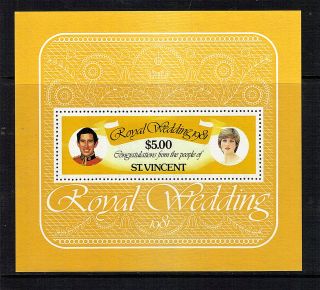St Vincent 1981 Royal Wedding $5 Miniature Sheet photo