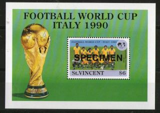 St Vincent 1990 Italy World Cup $6 Commemorative Miniature Sheet Specimen photo