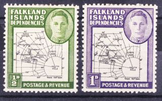 Falkland 1/2d & 1d Maps + Listed Flaw Kgv1 Ref: T - 11 Breaks To A Of Alexander photo
