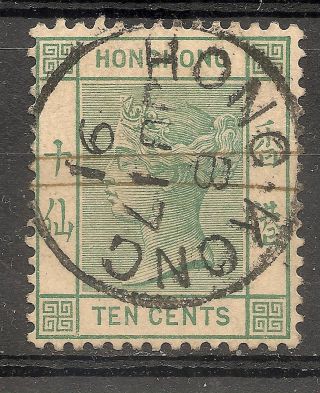 Stamp Of Queen Victoria With Postmark Of Hong Kong,  1891 photo