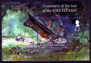 Falkland Islands 2012 Centenary Of The Loss Of Rms Titanic Miniature Sheet U/m photo