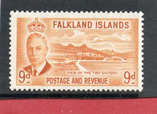 Falklands G V1 1952 9d Orange - Yellow Sg 179 H. photo