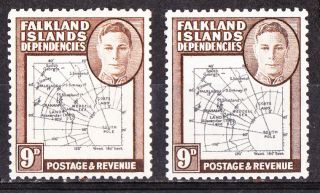 Falkland Map Stamp 9d Sg G8 Map Shade/paper Variety. photo