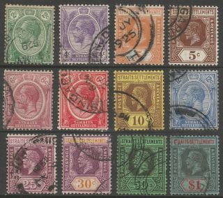 Straits Settlements (malaysia).  1921 - 33 Kgv.  12 Values To $1.  B5115 photo