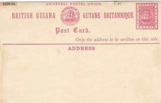 1879 British Guiana Post Card,  3 Cent Stamp photo