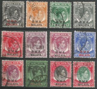 Malaya (british Military Admin).  1945 - 48 Kgvi.  12 Values To $2.  B6103 photo