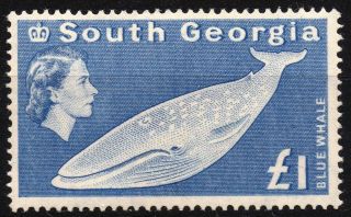 Commonwealth South Georgia 1963 Qeii £1 Top Value Stamp Lmm photo